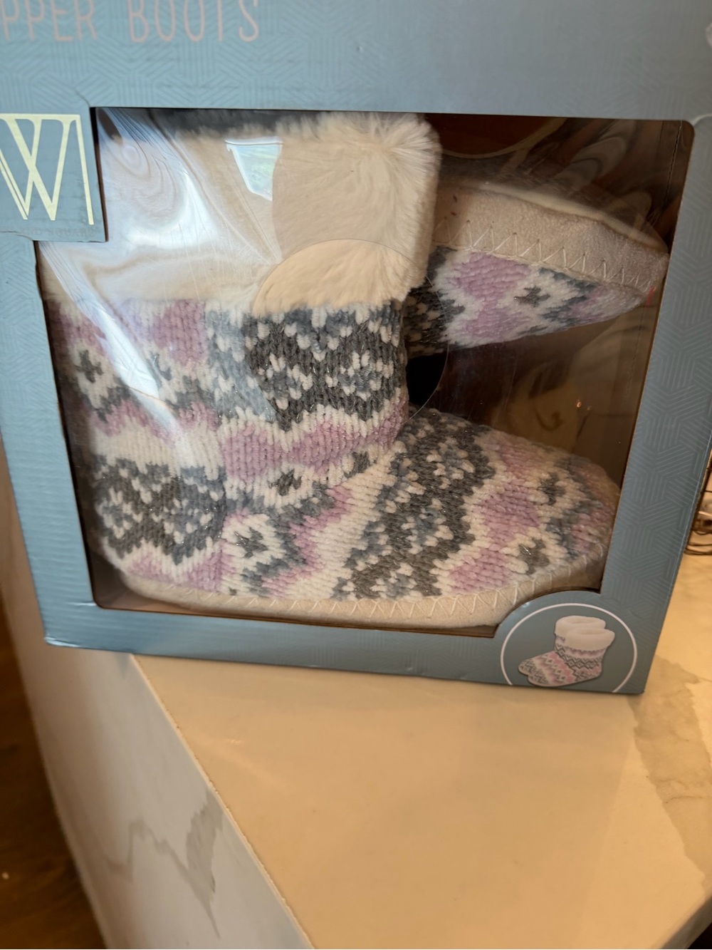 Cozy Knit Indoor Boot Slippers in Gray, Pink, Cream